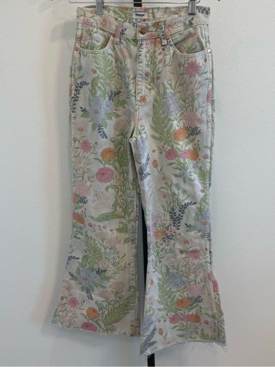 Wrangler Denim - Wrangler Wander High Rise Flare Leg Jeans Floral Pastel Multicolor Sz 27 Western